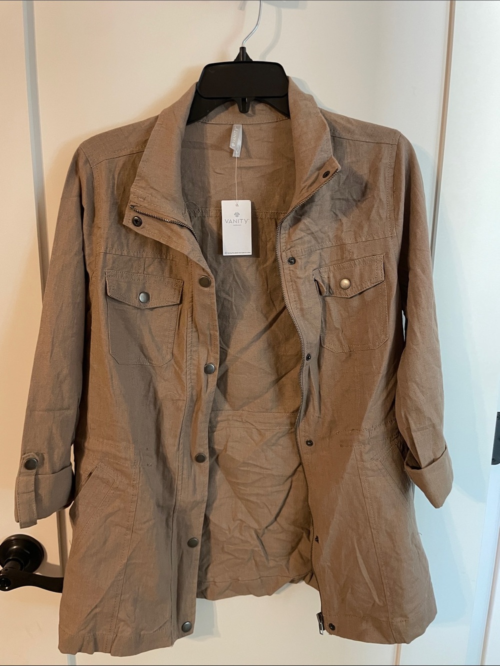 Vanity Taupe Utility Jacket with Flap Pockets